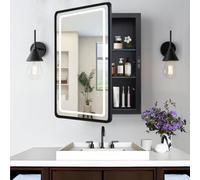 KIMREAL Armadietto per medicine illuminato a LED con specchio, specchio da incasso o da parete con contenitore, anti-appannamento, dimmerabile in 3 colori, ripiani regolabili, 50,8 x 71,1 cm