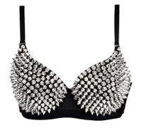 Kimring Women's Steampunk B Cup Spike Studs Rivet Party Club Rave Sport Bra Tops