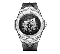 KIMSDUN Elegante orologio sportivo, 3D Space Multi Layers, impermeabile, analogico al quarzo data calendario orologio da polso, orologio casual, cinturino in silicone per uomo unisex, Silver-Black-Black, Orologio sportivo, orologio casual, cinturino in silicone,