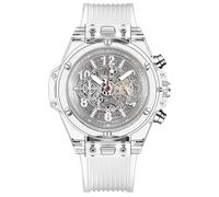 KIMSDUN - Elegante orologio sportivo con scheletro, 3 giorni, impermeabile, analogico al quarzo, con data, calendario, cassa trasparente, cinturino in silicone per uomini, studenti, unisex,