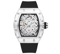 KIMSDUN - Elegante orologio sportivo con scheletro, impermeabile, automatico, automatico, cassa tonneau, orologio casual, cinturino in silicone per uomo, regalo unisex, Nero-nero, Orologio sportivo,