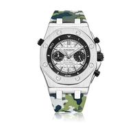 KIMSDUN -Elegante orologio sportivo, stile militare, 3 Dails, cronometro, impermeabile, analogico al quarzo, orologio casual, cinturino in silicone mimetico per studenti uomini unisex, Bianco-bianco., Orologio sportivo, orologio casual, cinturino in silicone mimetico, Miliary