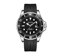 KIMSDUN Orologi sportivi alla moda, impermeabile, analogico al quarzo data calendario orologio da polso, orologio casual, cinturino in silicone per gli uomini unisex, Argento-Nero-Nero, Orologio casual,
