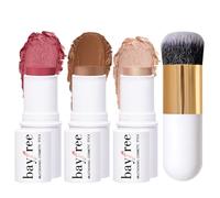 KIMUSE Face Stick Set, 3 Pezzi Fard, Illuminante e Contouring Con Pennello | Per un Trucco Rapido a Casa o in Viaggio: Lunga Tenuta, Sfumatura Facile, Tonalità Adatte a Ogni Carnagione