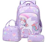 Kimwadalh Zainetti per Bambini Zaino Unicorno Bambina Borsa Scuola 3 in 1 Set di Zaino Elementare Bambine Zainetto Unicornos Ragazza con Borsa Pranzo, Astuccio