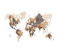 Kimy Design - Mappa del Mondo da Parete in Legno Original | Dimensioni 110x180 cm | Planisfero Geografico a Puzzle 3D per Decorare i tuoi Ambienti: Soggiorno, Ufficio o Camera - Wooden World Map 3D