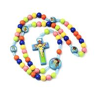 Kimyu Rosario collana - Collana con ciondolo a forma di croce di Gesù con perline cattoliche per bambine e ragazze, gioiello religioso alla moda, 8mm/0.31in, Legno, Perla