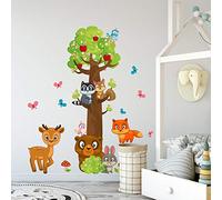 kina - Adesivo Murale Bambini Decorazione Parete Cameretta R00315 - Materiale Eco-Tessuto, Ecologico Anallergico, Riposizionabile, Effetto Carezza, Asilo Nido - Grafica Bosco e Misura 40x35 cm