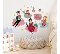 kina - Adesivo Murale Bambini Decorazione Parete Cameretta R00443 - Materiale Eco-Tessuto, Ecologico Anallergico, Riposizionabile, Effetto Carezza, Asilo Nido - Grafica Mary Poppins e Misura 120x30 cm