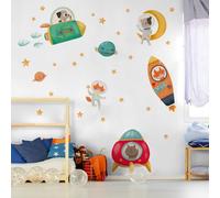 kina - Adesivo Murale Bambini Decorazione Parete Cameretta R00510 - Materiale Eco-Tessuto, Ecologico Anallergico, Riposizionabile, Effetto Carezza, Asilo Nido - Grafica Spazio e Misura 90x30