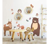 kina - Adesivo Murale Bambini Decorazione Parete Cameretta R00528 - Materiale Eco-Tessuto, Ecologico Anallergico, Riposizionabile, Effetto Carezza, Asilo Nido - Grafica Bosco e Misura 100x30 cm