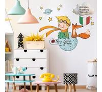 kina - Adesivo Murale Bambini Decorazione Parete Cameretta R00579 - Eco-Tessuto, Ecologico Anallergico, Riposizionabile, Effetto Carezza, Asilo Nido - Grafica Piccolo Principe e Misura 100x30 cm