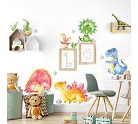 kina - Adesivo Murale Bambini Decorazione Parete Cameretta R00618 - Eco-Tessuto, Ecologico Anallergico, Riposizionabile, Effetto Carezza, Asilo Nido - Grafica Dinosauri Jurassic 120x30 cm