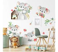 kina - Adesivo Murale Bambini Decorazione Parete Cameretta R00667 - Materiale Eco-Tessuto, Ecologico Anallergico, Riposizionabile, Effetto Carezza, Asilo Nido - Grafica Koala e Misura 120x30 cm