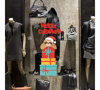 kina - CRNT0065 Vetrofanie Natalizie Adesivi Cristallo a Ventosa Decorazione Vetrine Negozi Trasparente Removibile Riposizionabile - Pacchi Natale Ing Merry Christmas Happy New Year 65x45 cm