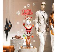 kina - CRNT0151 Vetrofanie Natalizie Adesivi Cristallo a Ventosa Decorazione Vetrine Negozi Trasparente Removibile Riposizionabile - Babbo Natale Ing Merry Christmas Happy New Year 65x30 cm