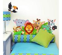 Kina - EcoTessuto Adesivo | Riposizionabile | Ecologico Anallergico | Giungla | Effetto Carezza | Adesivi Murali Bambino | R00501 | Decorazione Murale Cameretta | Asilo Nido | 100x30 cm