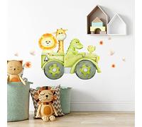 Kina - Ecotessuto adesivo | Riposizionabile | Ecologico anallergico | Giungla | Effetto carezza | Adesivi murali bambino | R00606 | Decorazione murale cameretta | Asilo nido | 100x30 cm
