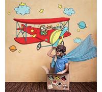Kina - Ecotessuto adesivo | Riposizionabile | Ecologico anallergico | Piccolo Principe | Effetto carezza | Adesivi murali bambino | R00309 | Decorazione murale cameretta | Asilo nido | 80x40 cm