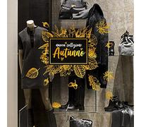 Kina - UVNC0034 Adesivi Murali Vetrofania Nuova Collezione Invernale Ita - Misure 60x35 cm - Vetrine Negozi per Nuova Collezione Stickers Adesivi - modello Foglie d'Autunno