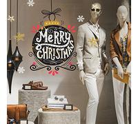 kina - UVNT0253 Vetrofanie Natalizie Adesivi Decorazione Vetrine Negozi Trasparente Removibile Riposizionabile - Palline Natale Ing Merry Christmas Buone Feste Happy New Year 40x65 cm