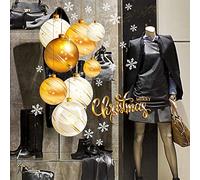 kina - UVNT0271 Vetrofanie Natalizie Adesivi Decorazione Vetrine Negozi Trasparente Removibile Riposizionabile - Palline Natale Ing Merry Christmas Buone Feste Happy New Year 130x40 cm