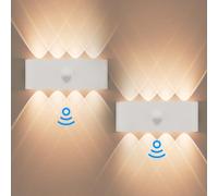 Kinamy Lampada da parete con sensore di movimento, per interni, 8 W, lampada da parete a LED per interni, impermeabile, IP65, adatta per scale, cucina, soggiorno, camera da letto, giardino, 2 pezzi