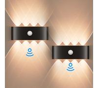 Kinamy Lampada da parete con sensore di movimento, per interni, 8 W, lampada da parete a LED per interni, impermeabile, IP65, adatta per scale, cucina, soggiorno, camera da letto, giardino, 2 pezzi
