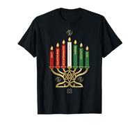 Kinara d'oro con i principi di Nguzo Saba e Adinkra Maglietta