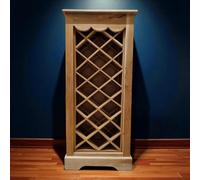 Kinaree Portabottiglie in legno massello teak per 16 bottiglie - Realizzato a mano in Indonesia - Colore naturale - Scaffale per bottiglie di vino - Mobiletto rustico unico