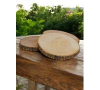 Kinaree Tagliere in legno di mango, 13 x 13 cm | Disco massiccio con corteccia, come tagliere per snack o sottobicchiere, spessore 3 cm