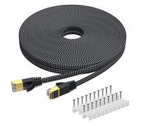 KINBETA Cavo Ethernet Cat 7 15m, Cavo Ethernet ad alta velocità Gigabit Cat7 Internet Network a Nastro Intrecciato Lan Rj45 Patch Cordone Schermato con Fermacavi per Xbox PS PC Laptop Router TV…