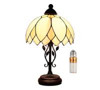 Kinbolas Lampada da tavolo in stile Tiffany,paralume in vetro colorato vintage da 10 pollici,lampada vittoriana Art Déco da lettura per comodino camera da letto,soggiorno,sala studio,ufficio(Color:A)