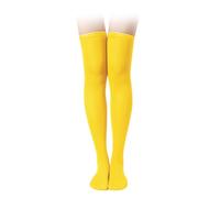KINBOM 1 Paio Calzini Lunghi, Cotone Morbidi Calzettoni Donna Calze Lunghe Calzini Tuta per Donna Ragazze da Indossare Tutti i Giorni Cosplay di Natale (Giallo)