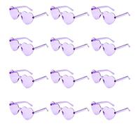 KINBOM 12pcs Lunettes de Soleil Sans Monture en Forme Cœur, Cœur d'Amour Lunettes de Soleil Teintées Transparentes Lunettes