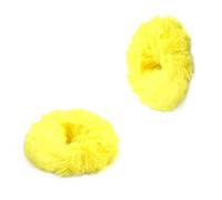 KINBOM 2 Pezzi Elastico per Capelli in Pelliccia di Coniglio in Peluche, Elastici Soffici Elastici Elastici Coca di Cavallo Accessori per Capelli (Giallo)