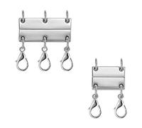 KINBOM 2 pezzi Fermaglio per Collana, Chiusura Magnetica Collane Chiusura Multifilo Collane Fermaglio a Fili Multipli Necklace Clasp per Stratificazione Gioielli Artigianali (3 Fili e 2 Fili, Argento)
