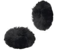 KINBOM 2 Pezzi Pompon Pelosi, Elastici a Coda di Cavallo Elastici per Capelli in Pelliccia di Coniglio Finto (Nero)