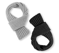 KINBOM 2 Pezzi Sciarpa Invernale per Bambini, Sciarpe Lavorate a Maglia Sciarpa Calda Scaldacollo Lavorato a Maglia per Ragazzi Ragazze Bambini (Nero, Grigio)