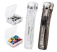 KINBOM 2Pezzi Dispenser di Mollette, Dispenser per Graffette Portatile 100Pezzi Clam Clip per Il Fissaggio di Fogli Sciolti Documenti Legatoria Assegnazioni Rapporti