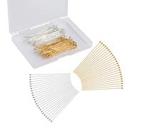 KINBOM 300Pz Perni di Testa per Gioielli, 5cm di Lunghezza Spille Dritte Argento e Oro Spille per Gioielli Chiodini per Orecchini Fai Da Te Orecchini Bracciale Collana Ciondolo (Perni a Testa Tonda)