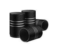 KINBOM 4 Pezzi 1,7x1cm Tappi Pneumatici Auto in Alluminio, Tappi Gomme Auto, Tappi Valvole Pneumatici Copri Stelo Valvola Guarnizione a Prova d'Aria per Auto SUV Camion Biciclette Moto (Nero)
