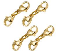 KINBOM 4 pezzi 22 mm Chiusura a Moschettone Doppia, Chiusura per Collana a Doppio Estensione Braccialetto in Oro Chiusura per Gioielli Connettore Gioielli per Donne e Ragazze Creazione di Gioielli