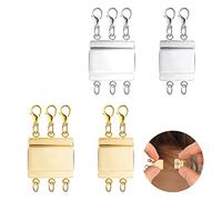 KINBOM 4 pezzi Fermagli per Collana a Strati, Chiusura Magnetica per Gioielli Fermagli Magnetici per Collane Chiusure Magnetiche per Collane Gioielli Fai Da Te (2/3 Fili Argento e Oro)