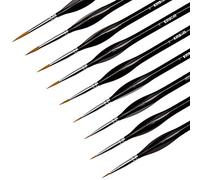 KINBOM 9 Pezzi Fine Detail Pennello Miniature Pennelli Kit Mini Paints Brush Set per Acrilico, Acquerello, Olio, Viso, Chiodo, Pittura in Scala Modello, Disegno a tratteggio (Nero)