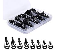 KINBOM Anelli Canna da Pesca Kit Riparazione, 1,8-3,2mm Anelli Canna da Pesca Spinning con Scatola di Plastica Canna da Pesca Kit per Acqua Dolce Salata Amanti della Pesca (Nero, 8 Taglie)