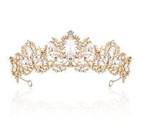 KINBOM Corona della Regina d'Oro, Corona di Cristallo con Strass Oro Diadema da Principessa per Donne Ragazze Matrimonio Sposa Ballo di Fine Anno Compleanno Costume Festa