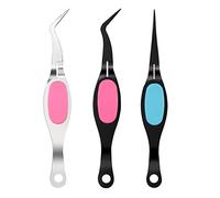 KINBOM Pinzette Artigianato, 3 Pezzi Tweezers Craft Pinzette Acciaio Inox con Punta Curva e Punta Dritta, Pinzette per Gioielli per Laboratorio Nail Art Ciglia Perline Artigianali