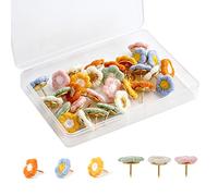 KINBOM Puntine da Disegno Fiore, 30 pezzi Puntine da Disegno Colorate Puntine Decorative Push Pins Per la Visualizzazione di Foto in Bacheca di Sughero per Mappe Casa Ufficio (6 Colori)