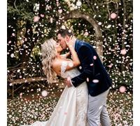 Kind Confetti Coriandoli in carta di riso bianca per cestino da damigella d'onore, riempitivo per coriandoli (rosa pastello (bianco, rosa)